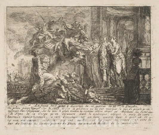 Art Print : Gabriel de Saint-Aubin - Allegorie sur la Convalescence du Dauphin 1 : Vintage Wall Art