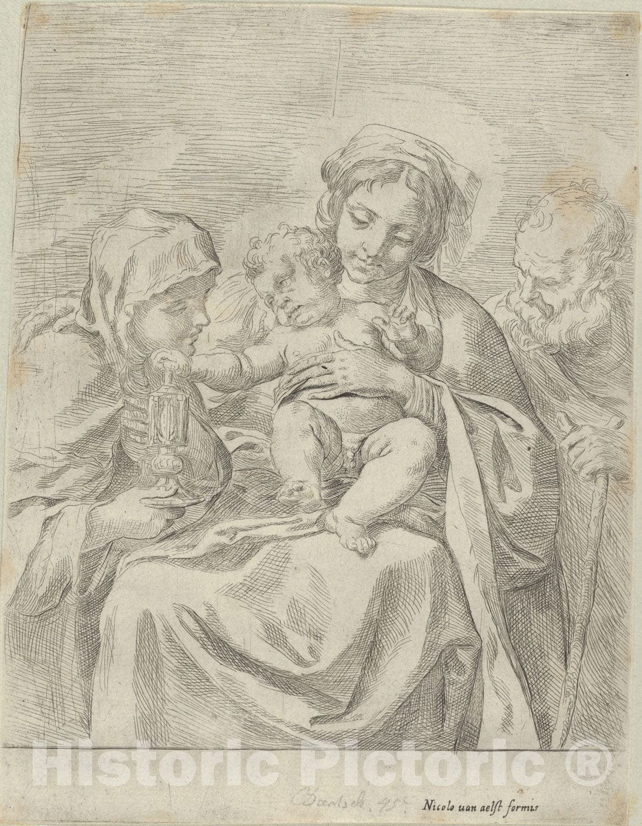 Art Print : Guido Reni - The Holy Family with Saint Clare 2 : Vintage Wall Art