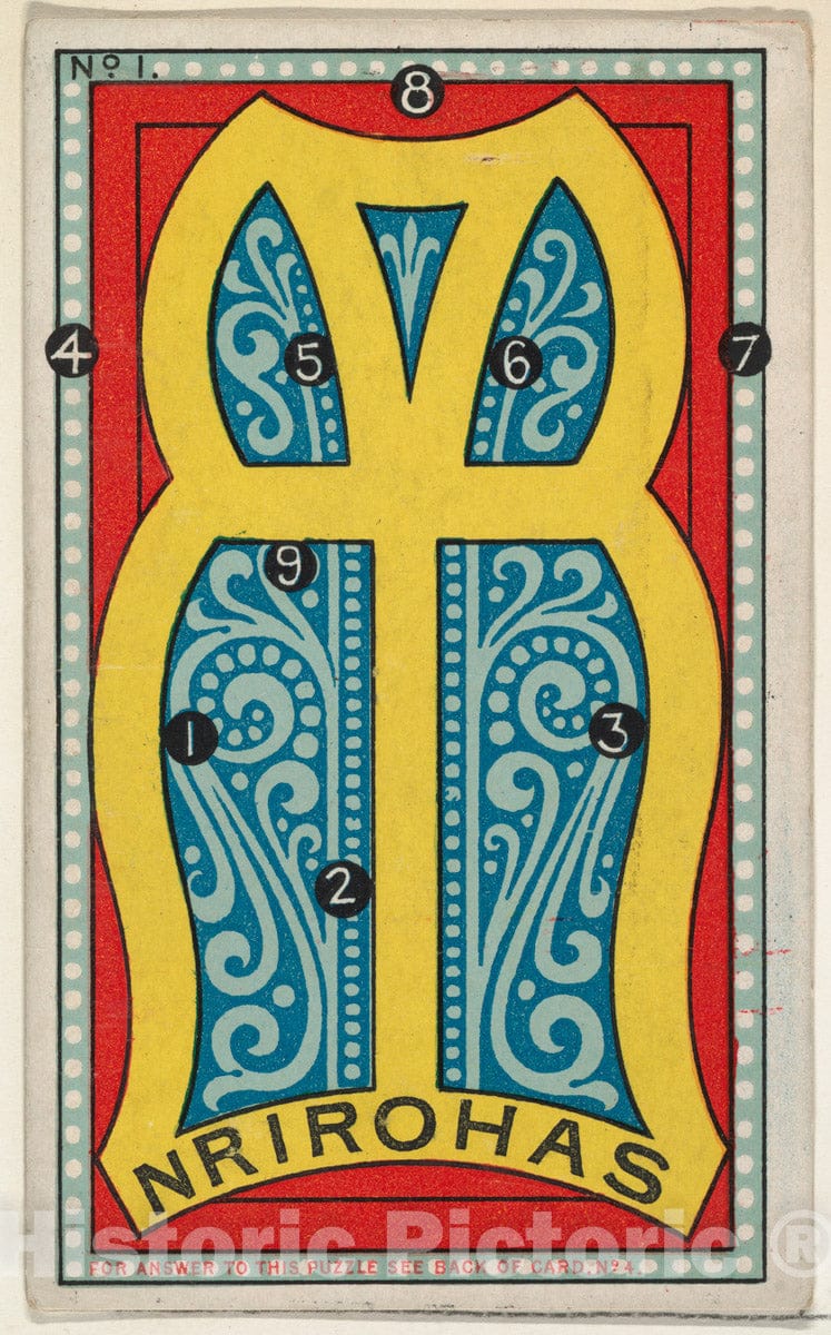 Art Print : Issued by W. Duke, Sons & Co. - Puzzle Card Number 1, from The Jokes Series (N118) Issued by Duke Sons & Co. to Promote Honest Long Cut Tobacco : Vintage Wall Art