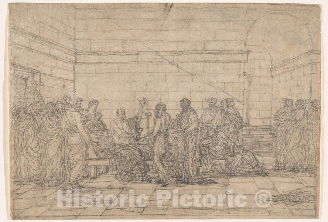 Art Print : Jean-Baptiste Joseph Wicar - Death of Socrates : Vintage Wall Art