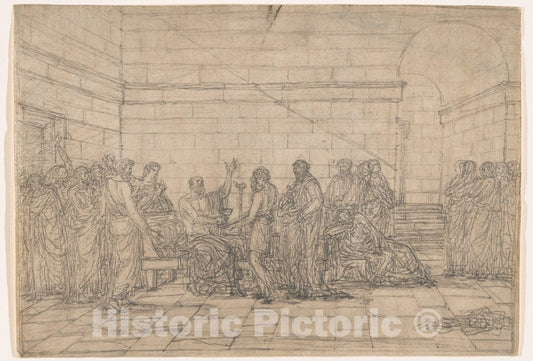 Art Print : Jean-Baptiste Joseph Wicar - Death of Socrates : Vintage Wall Art