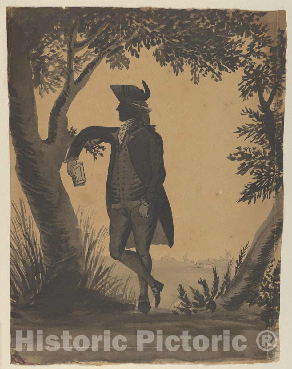 Art Print : William Wellings - Young Man Leaning Against a Tree with a Book : Vintage Wall Art