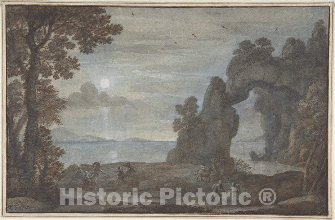 Art Print : Claude Lorrain (Claude Gellée) - Coast View with Perseus and The Origin of Coral : Vintage Wall Art
