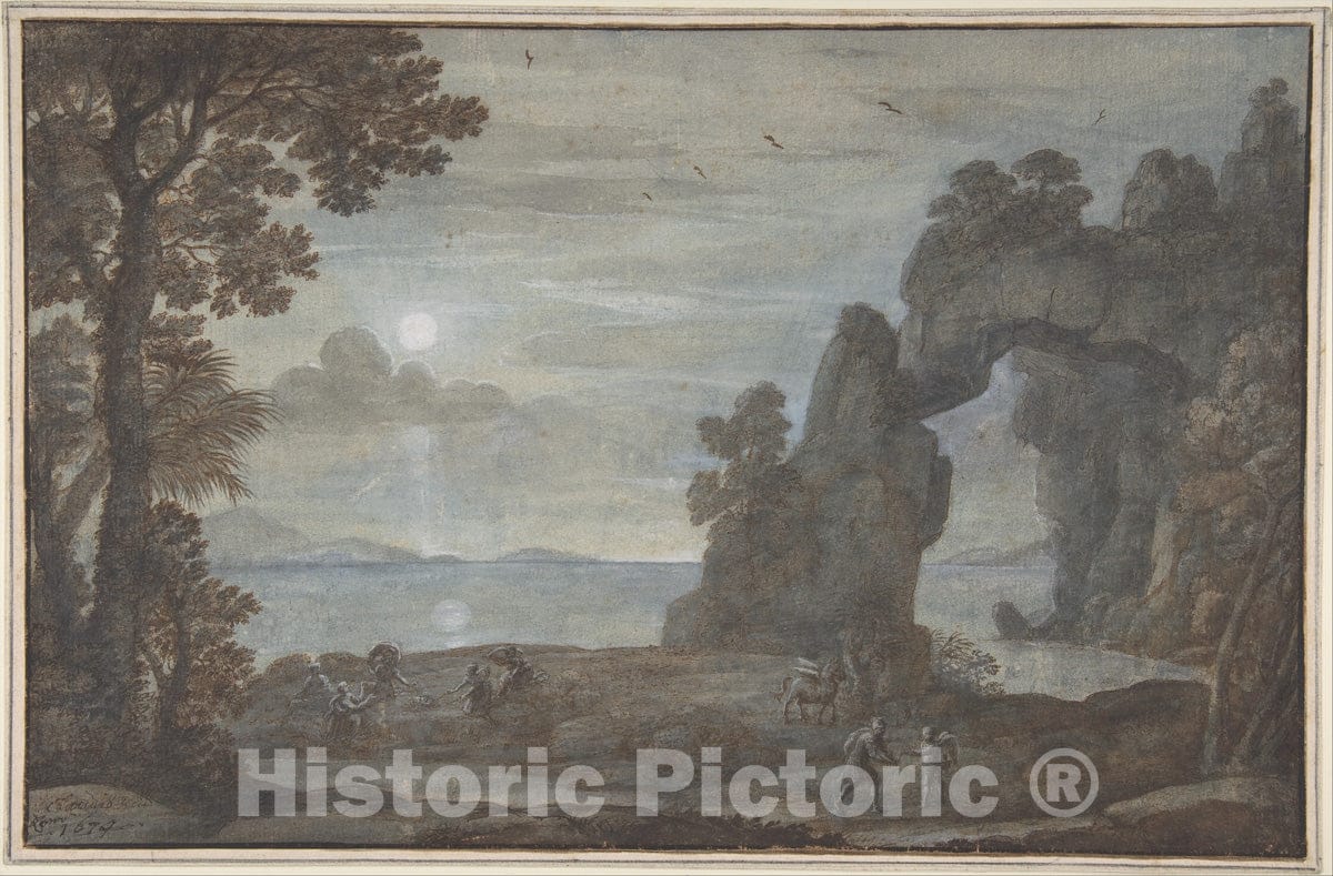 Art Print : Claude Lorrain (Claude Gellée) - Coast View with Perseus and The Origin of Coral : Vintage Wall Art