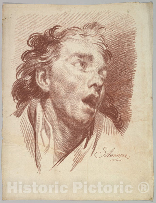 Art Print : Jakob Matthias Schmutzer - Head of a Youth with Open Mouth : Vintage Wall Art