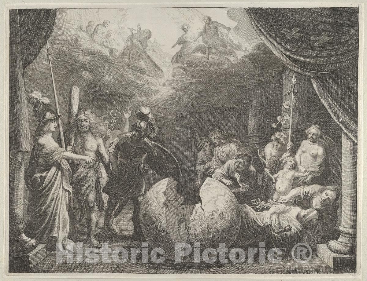 Art Print : Pieter Nolpe - Plate 11: Allegory on The Discord in France, from Caspar Barlaeus,Medicea Hospes : Vintage Wall Art