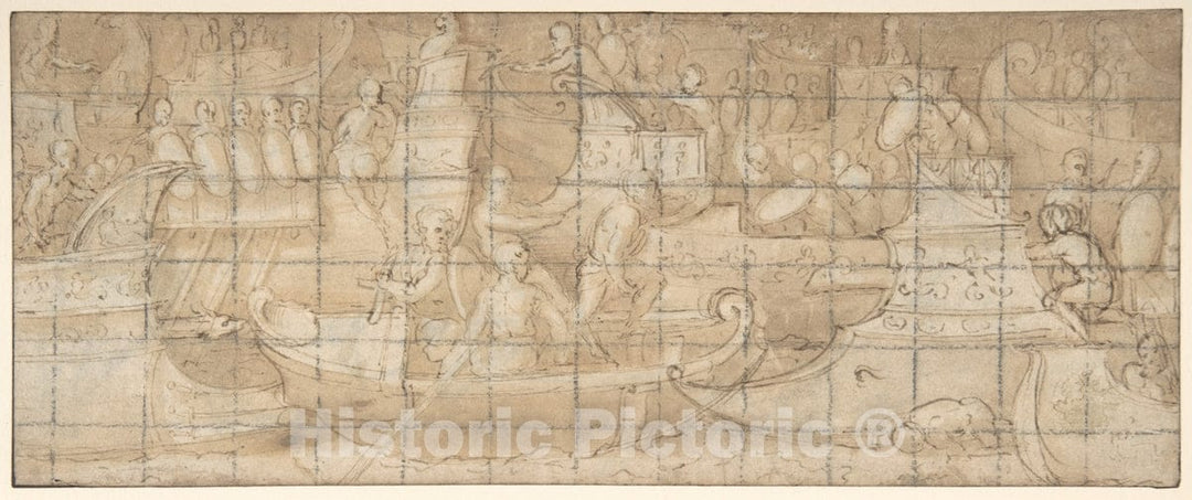 Art Print : Lattanzio Gambara - Antique Naval Battle (Recto)