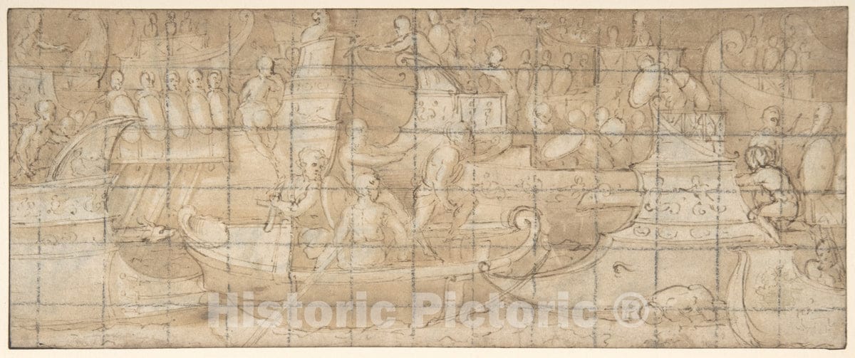 Art Print : Lattanzio Gambara - Antique Naval Battle (Recto)