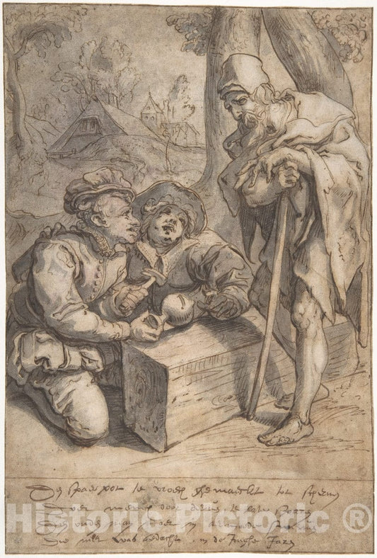 Art Print : Karel Van Mander I - A Proverb: Wealth and Poverty : Vintage Wall Art
