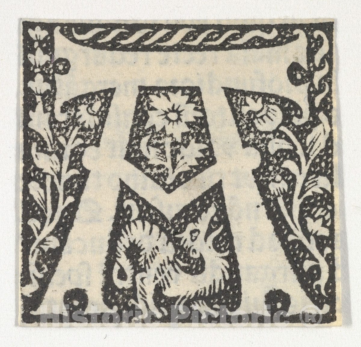Art Print : Anonymous, French, 15th Century - Decorated Roman Alphabet - 418162 : Vintage Wall Art