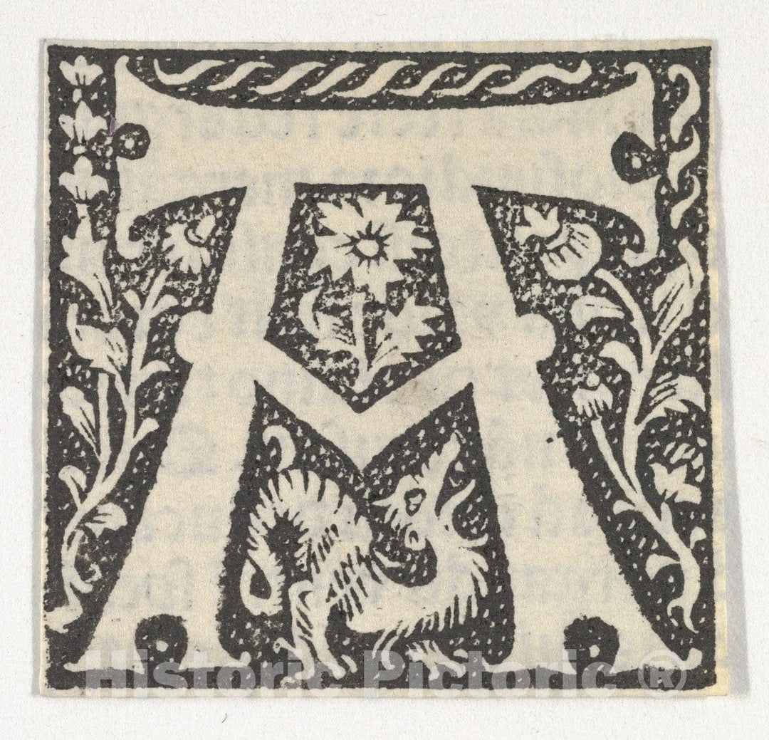 Art Print : Anonymous, French, 15th Century - Decorated Roman Alphabet - 418162 : Vintage Wall Art
