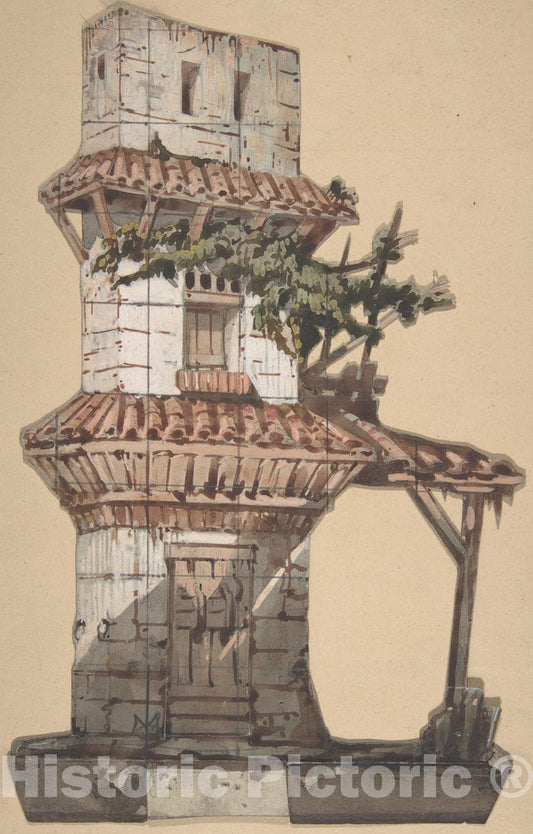 Art Print : Eugène Cicéri - Design for a Stage Set at The Opéra, Paris 1 : Vintage Wall Art