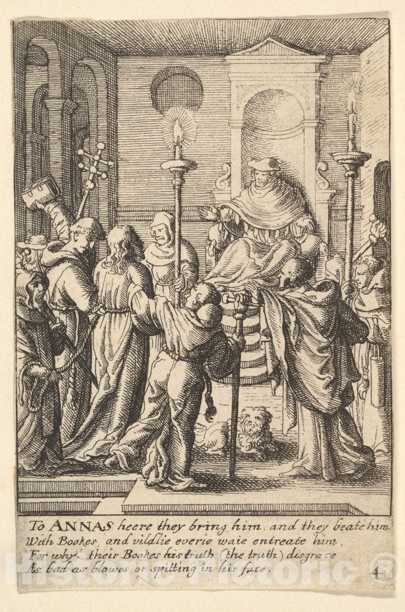 Art Print : Wenceslaus Hollar, Jesus Before Annas - Vintage Wall Art
