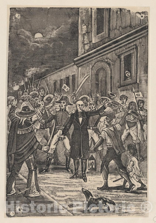 Art Print : José Guadalupe Posada - A Group of Men with Weapons issuing a cry for Independence : Vintage Wall Art