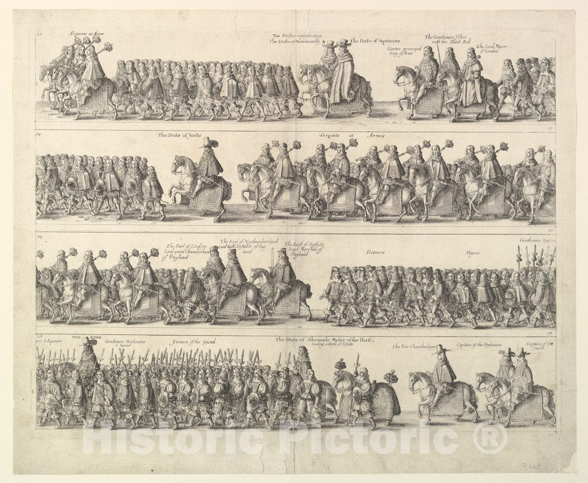 Art Print : Wenceslaus Hollar - Coronation Procession of Charles II Through London 3 : Vintage Wall Art