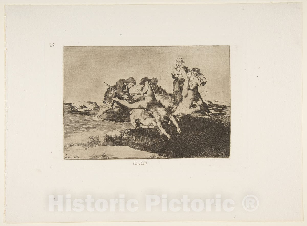 Art Print : Goya - Plate 27 from 'The Disasters of War' (Los Desastres de la Guerra):' Charity.'(Caridad.) : Vintage Wall Art