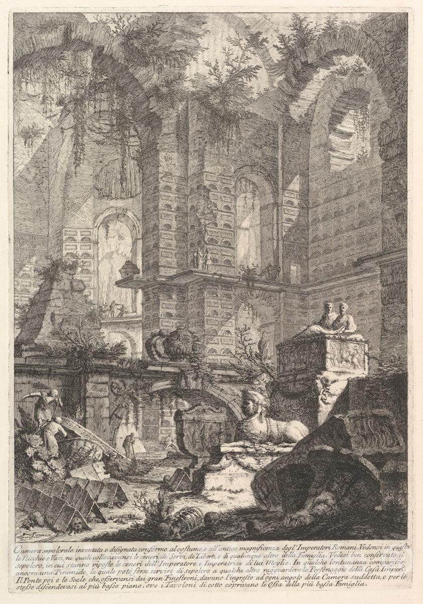 Art Print : Camera sepolcrale inventata e disegnata conforme al Costume - Artist: Giovanni Battista Piranesi - Created: c1750 : Vintage Wall Art