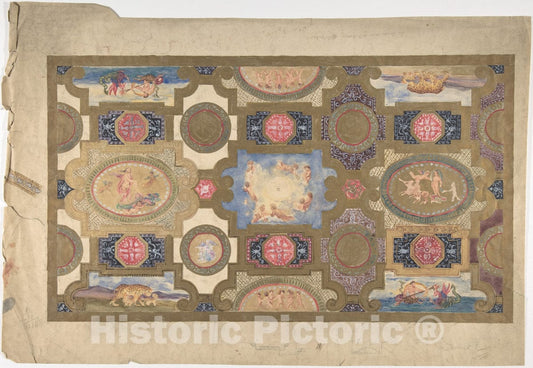 Art Print : British, 19th Century - Ceiling Design 1 : Vintage Wall Art