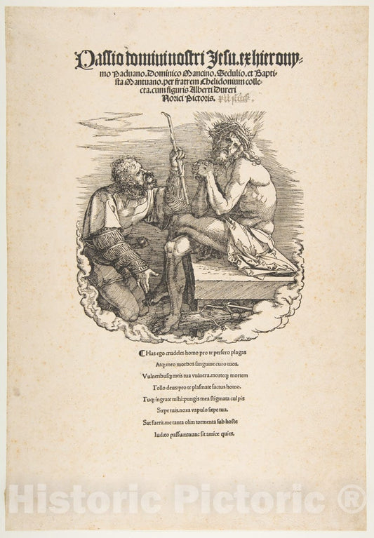 Art Print : Albrecht Dürer - The Man of Sorrows Mocked by a Soldier, Title Page to The Large Passion : Vintage Wall Art