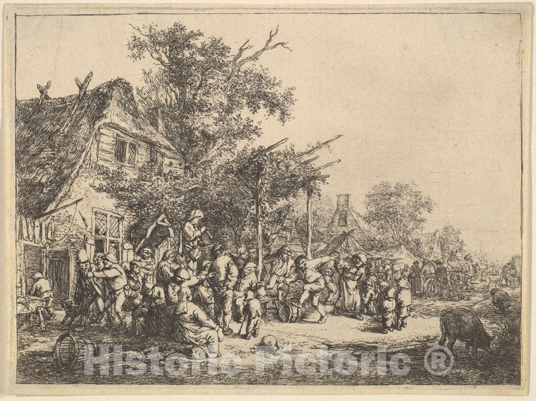 Art Print : Adriaen Van Ostade - Dance Under The Trellis : Vintage Wall Art
