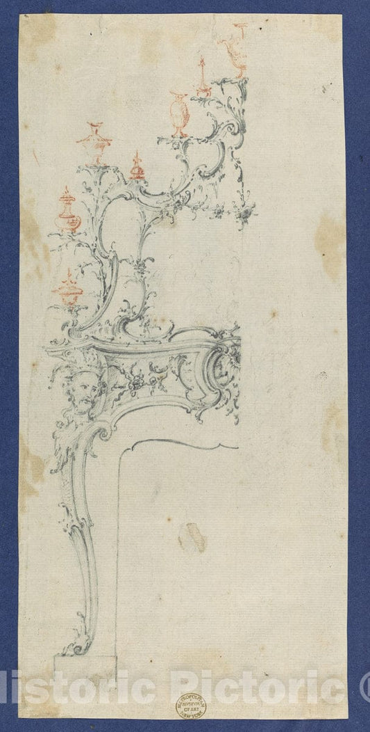 Art Print : Thomas Chippendale - Chimneypiece, in Chippendale Drawings, Vol. I 1 : Vintage Wall Art