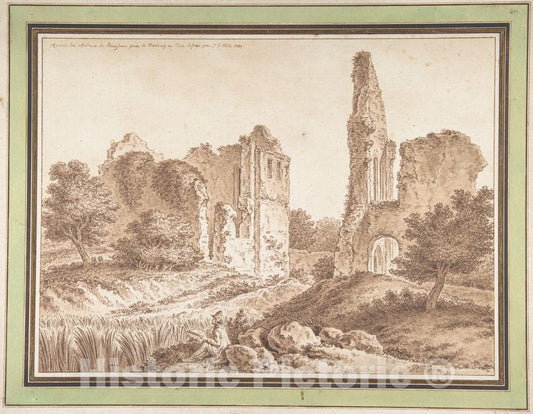 Art Print : Johann Georg Wille - Ruins of The Château of Becoiseau, Near Mortcerf (Seine-et-Marne) : Vintage Wall Art