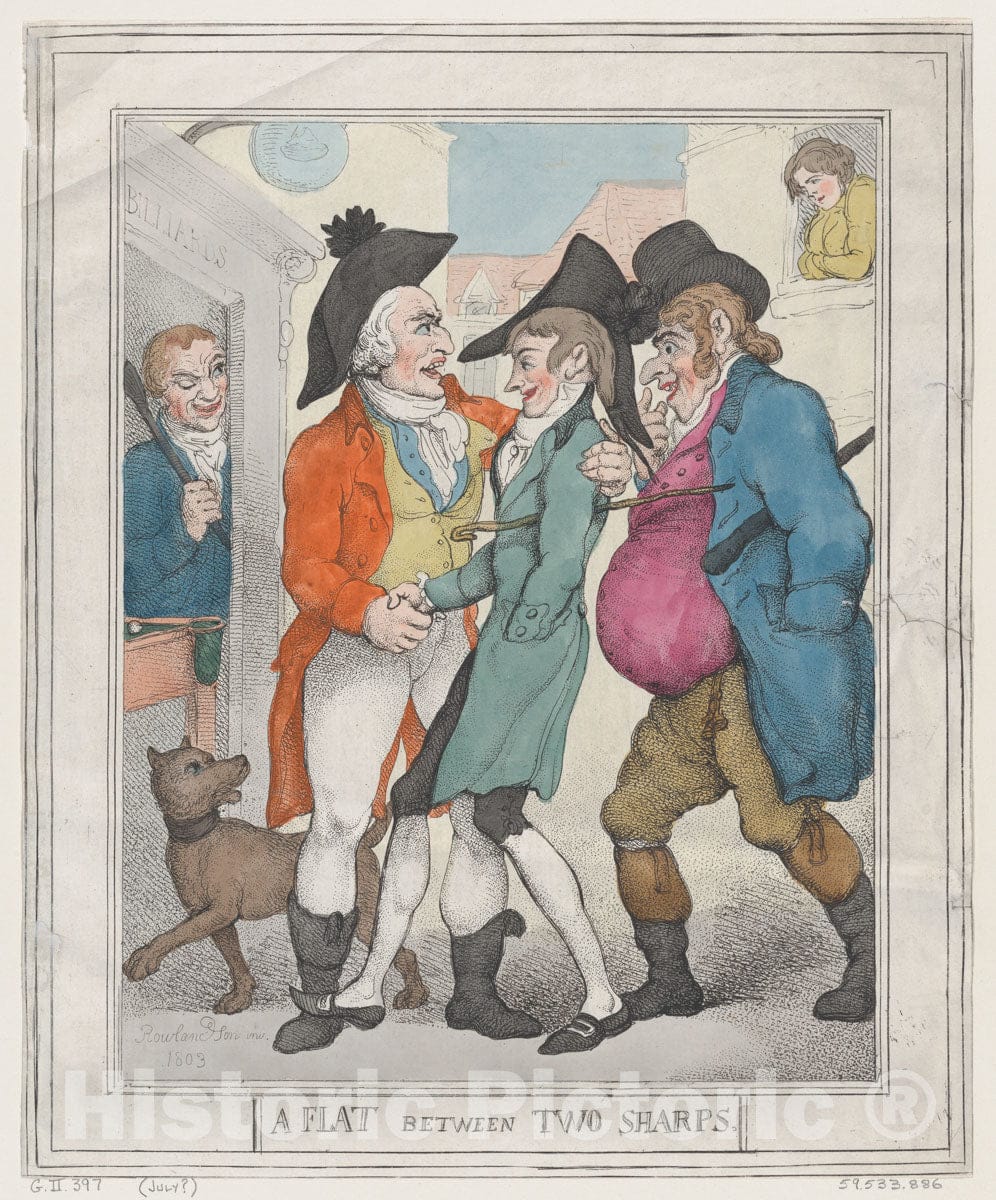 Art Print : Thomas Rowlandson - A Flat Between Two Sharps : Vintage Wall Art
