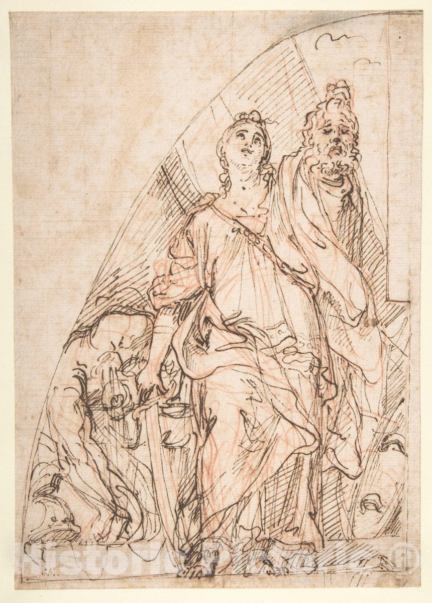 Art Print : Carlo Maratti - Judith Holding up The Head of Holofernes : Vintage Wall Art