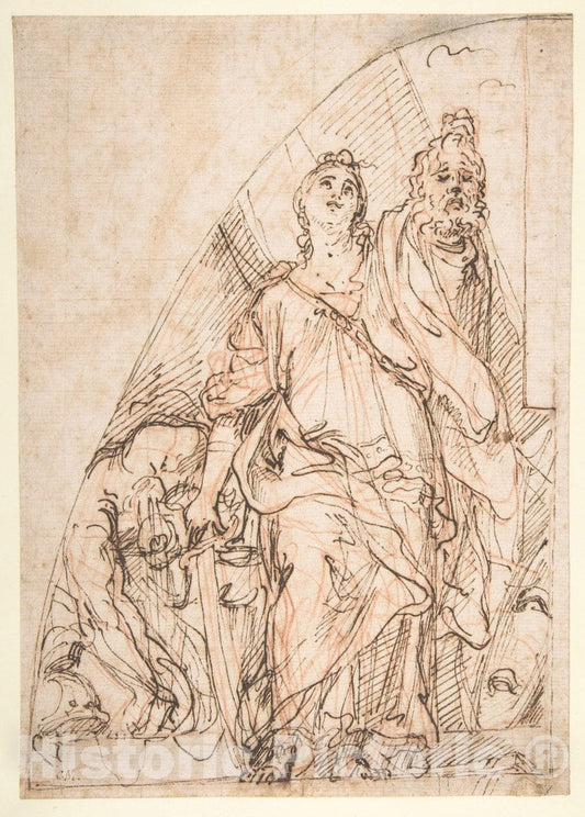 Art Print : Carlo Maratti - Judith Holding up The Head of Holofernes : Vintage Wall Art