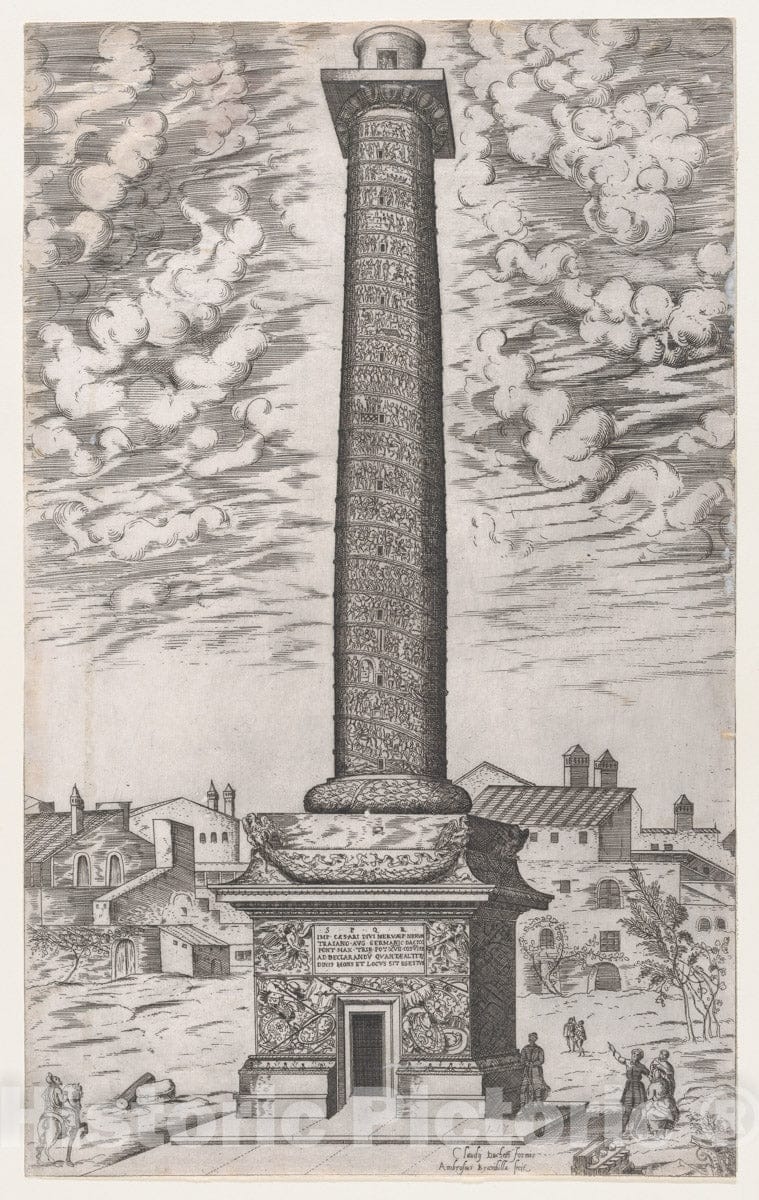 Art Print : Giovanni Ambrogio Brambilla - Speculum Romanae Magnificentiae: Trajan's Column : Vintage Wall Art