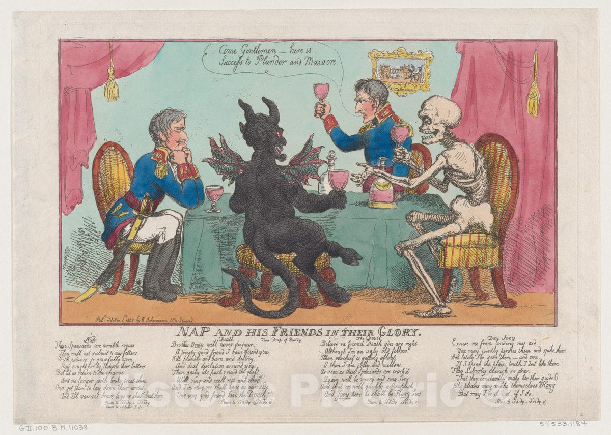 Art Print : Thomas Rowlandson - Nap and His Friends in Their Glory 1 : Vintage Wall Art