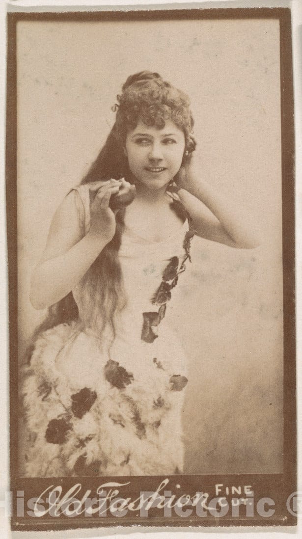 Photo Print : Actress Holding Apple, from The Actresses Series (N664) Promoting Old Fashion Fine Cut Tobacco : Vintage Wall Art