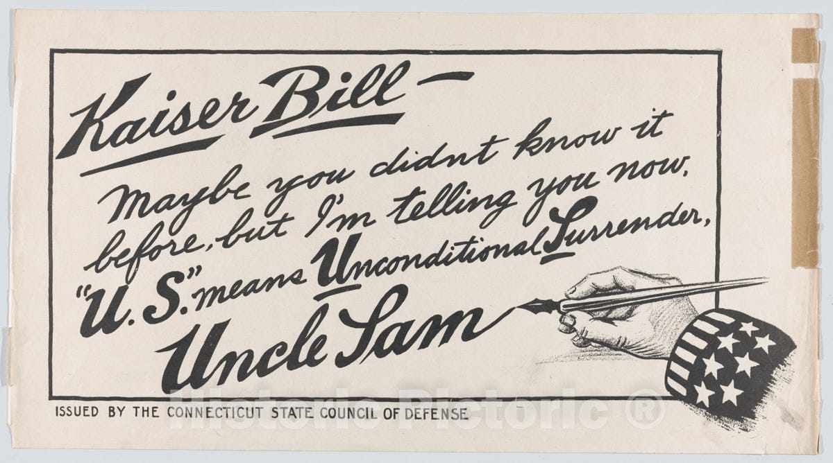 Art Print : Issued by Connecticut State Council of Defense - Kaiser Bill : Vintage Wall Art