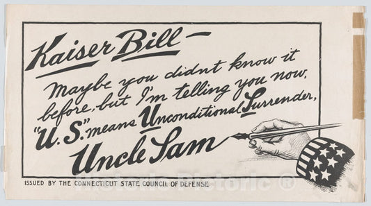 Art Print : Issued by Connecticut State Council of Defense - Kaiser Bill : Vintage Wall Art
