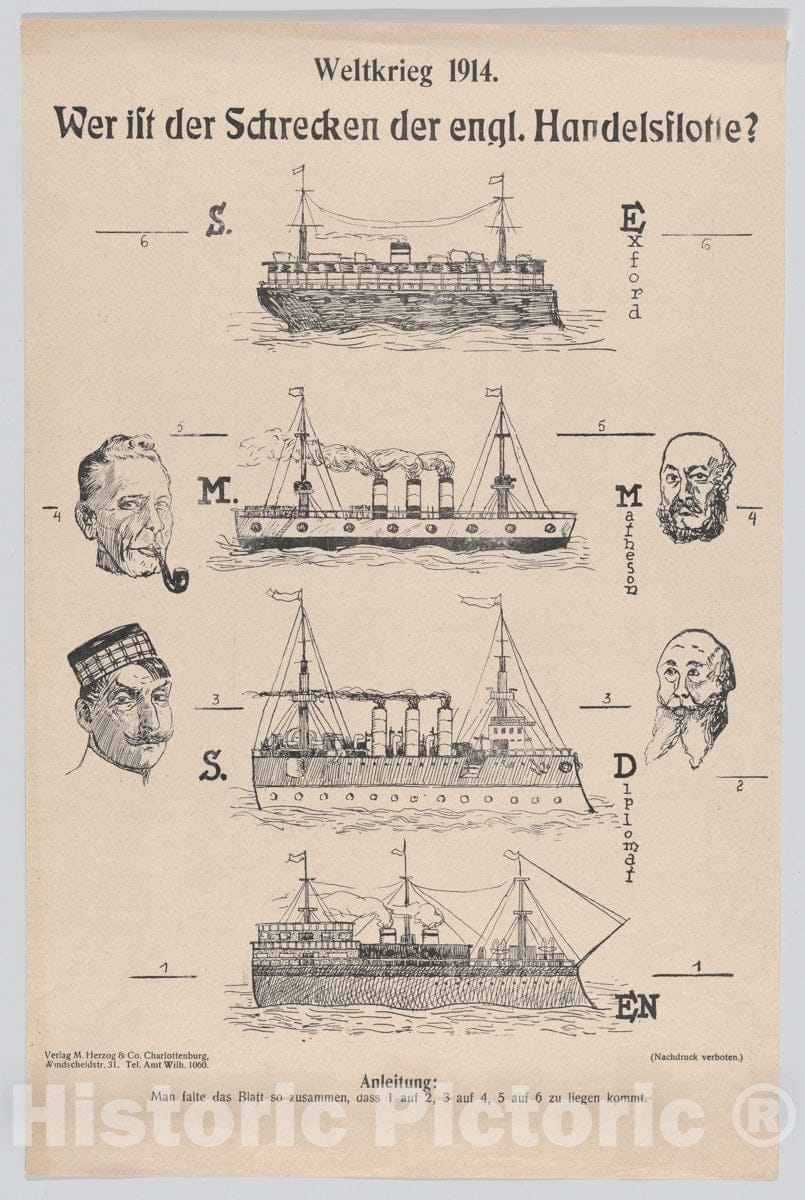 Art Print : M. Herzog & Company - Wer ist der Schrecken der ENGL. Handelsflotte? 2 : Vintage Wall Art
