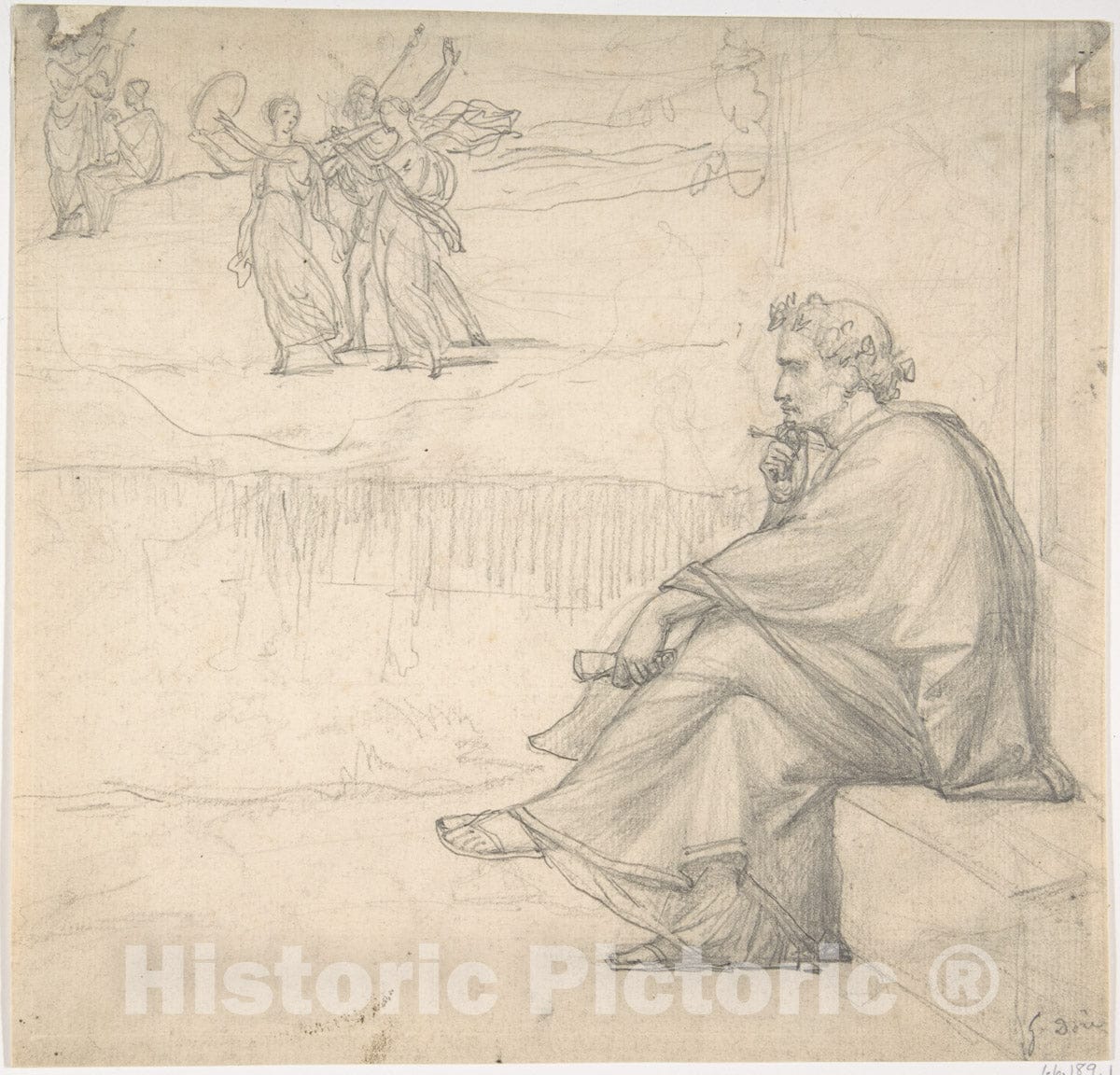 Art Print : Gustave Doré - Male Figure in Classical Costume : Vintage Wall Art