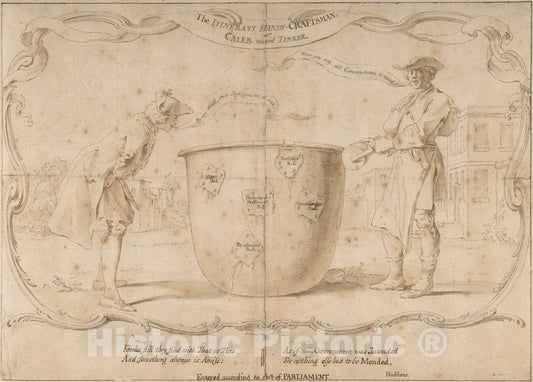 Art Print : Hubert François Gravelot - Design for an English Political Satire : Vintage Wall Art