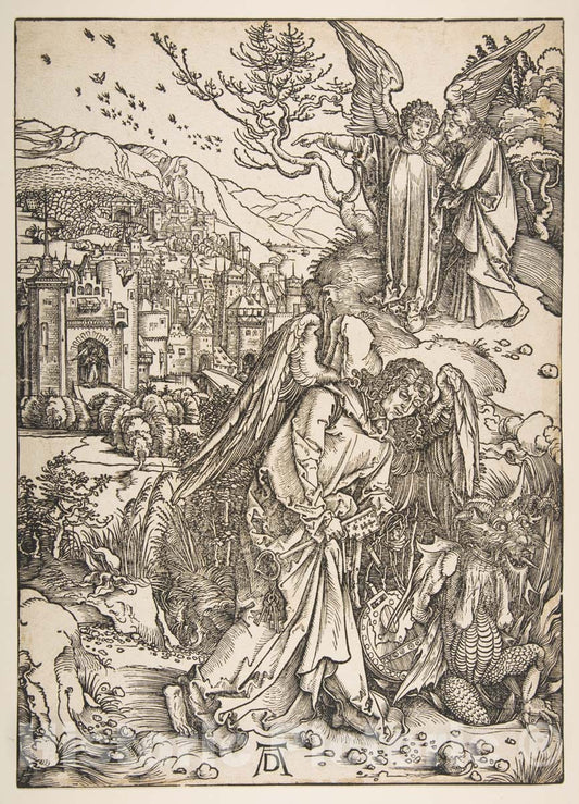 Art Print : Albrecht Dürer - The Angel with The Key to The Bottomless Pit : Vintage Wall Art