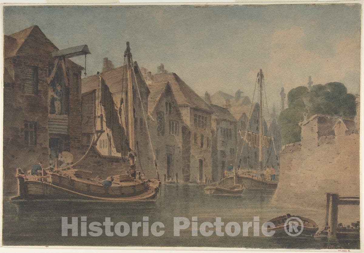 Art Print : British, 19th Century - River at Norwich : Vintage Wall Art
