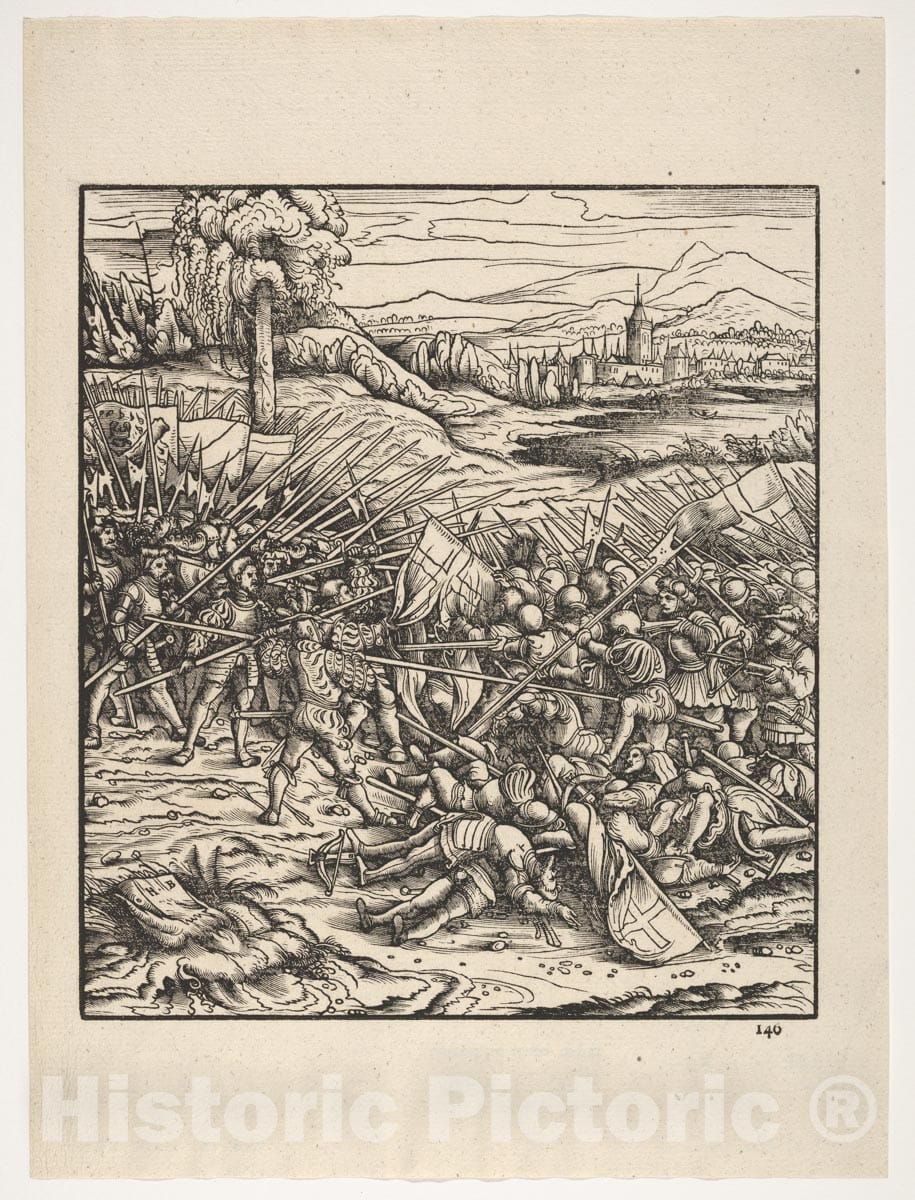 Art Print : Hans Burgkmair - The Battle Near Hulst, from Der Weisskunig : Vintage Wall Art