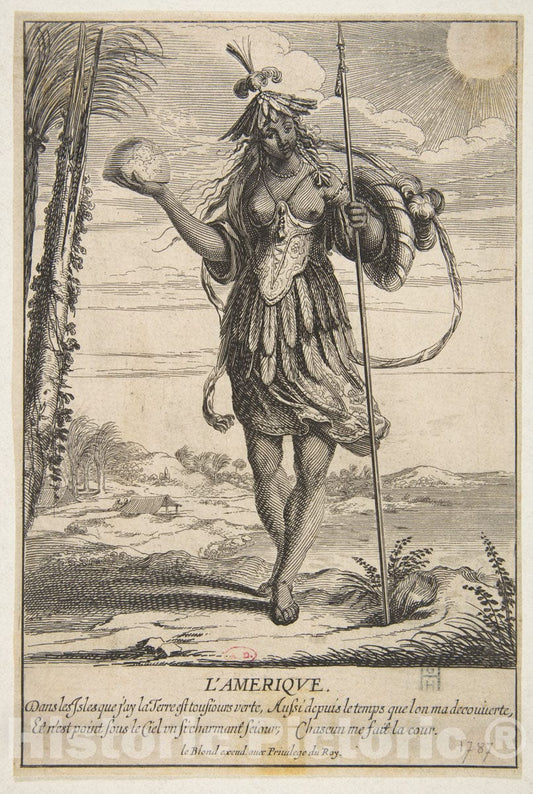 Art Print : Abraham Bosse - America (L'Amerique) : Vintage Wall Art