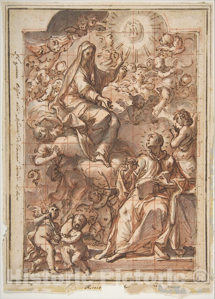 Art Print : Niccolò Ricciolini - The Virgin Appearing to St. Bernard of Clairvaux : Vintage Wall Art