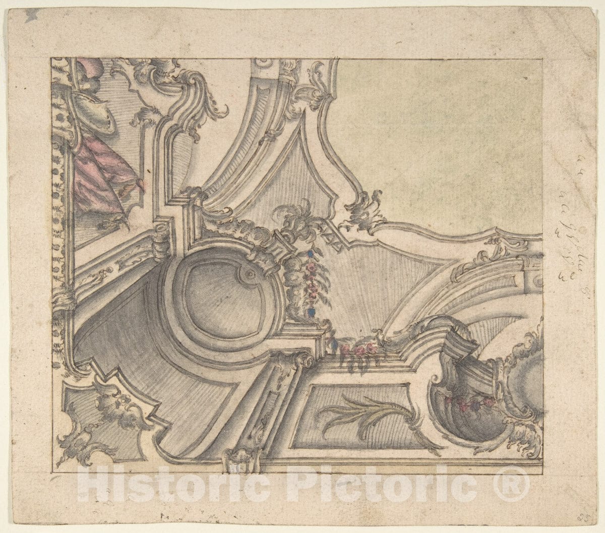 Art Print : One Quarter of a Design for a Painted Ceiling - Artist: Italian, Piedmontese, 18th Century - Created: 1700–1780 : Vintage Wall Art