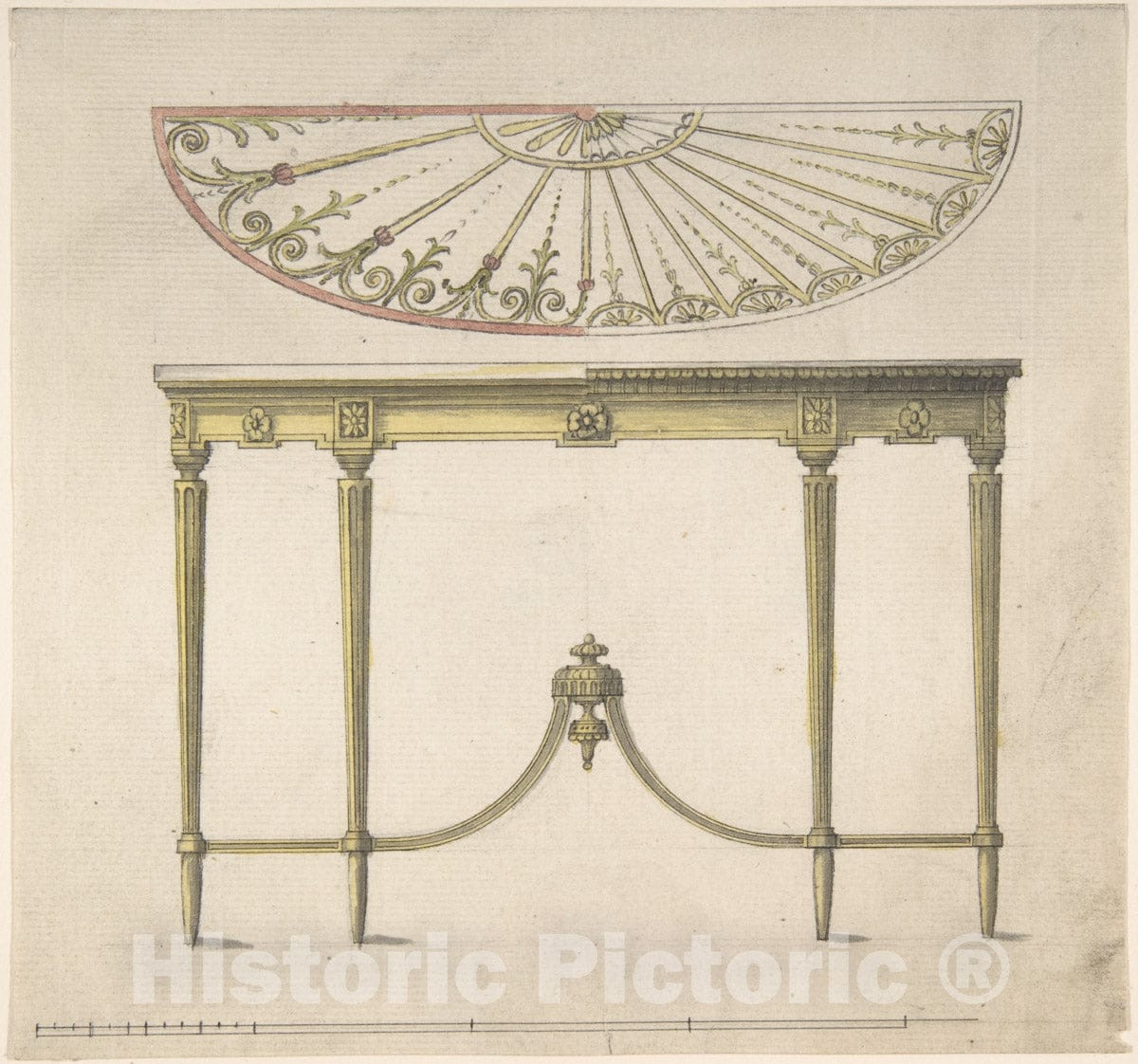 Art Print : Style of Robert Adam - Design for a Table : Vintage Wall Art