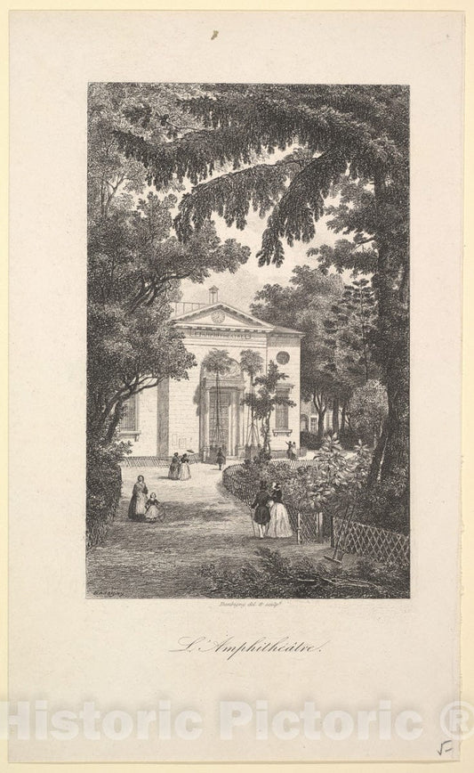Art Print : Charles-François Daubigny - Amphitheater of The Botanical Gardens, Paris : Vintage Wall Art