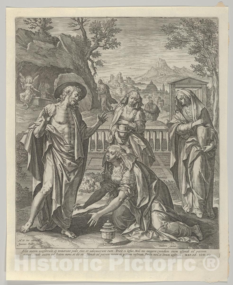 Art Print : Johann Sadeler I - Noli Me Tangere, from The Passion of Christ : Vintage Wall Art
