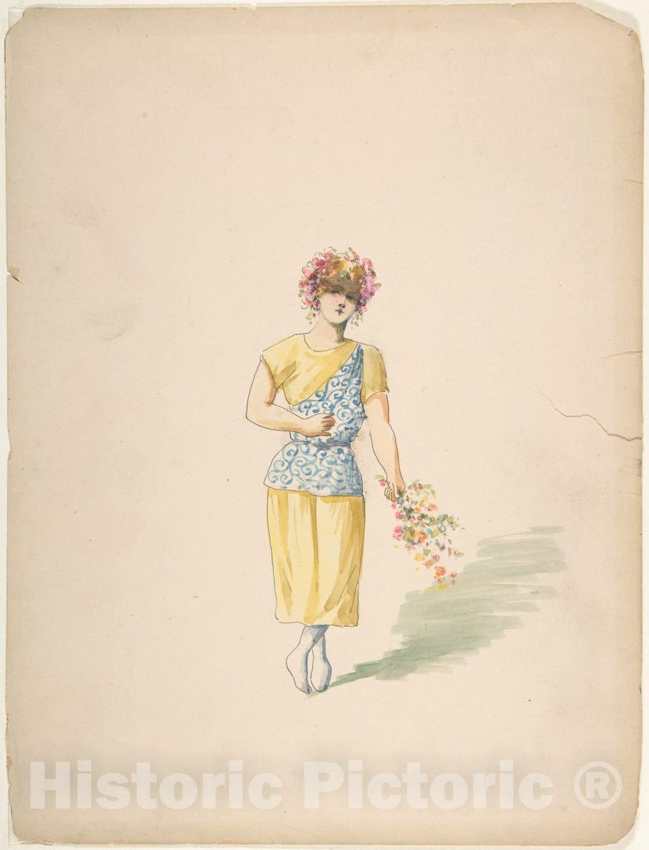 Art Print : Charles Bianchini - Costume for a Youth in Yellow and Blue : Vintage Wall Art