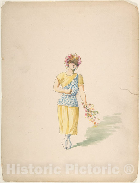 Art Print : Charles Bianchini - Costume for a Youth in Yellow and Blue : Vintage Wall Art
