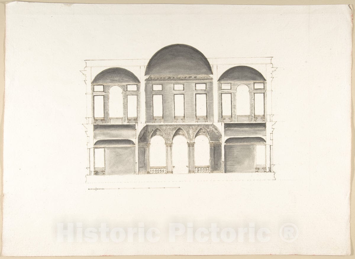 Art Print : Pietro Paolo Coccetti (Cocchetti) - Section of a Palace (Probably of The Building in Accession Numbers 60.632.62 and 60.632.64) : Vintage Wall Art