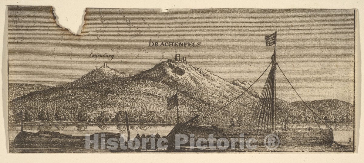 Art Print : Wenceslaus Hollar - Drachenfels and Lowenburg : Vintage Wall Art